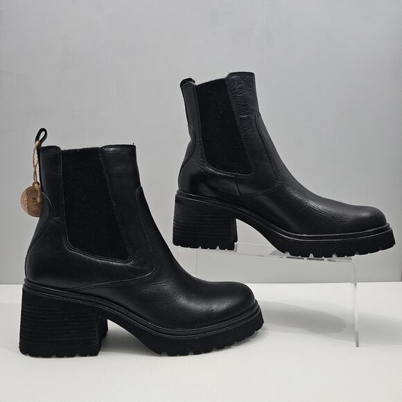 NEW Sofft Jordie Ankle Boot Women 10 Black Leather Waterproof Chelsea Block Heel - Picture 3 of 14